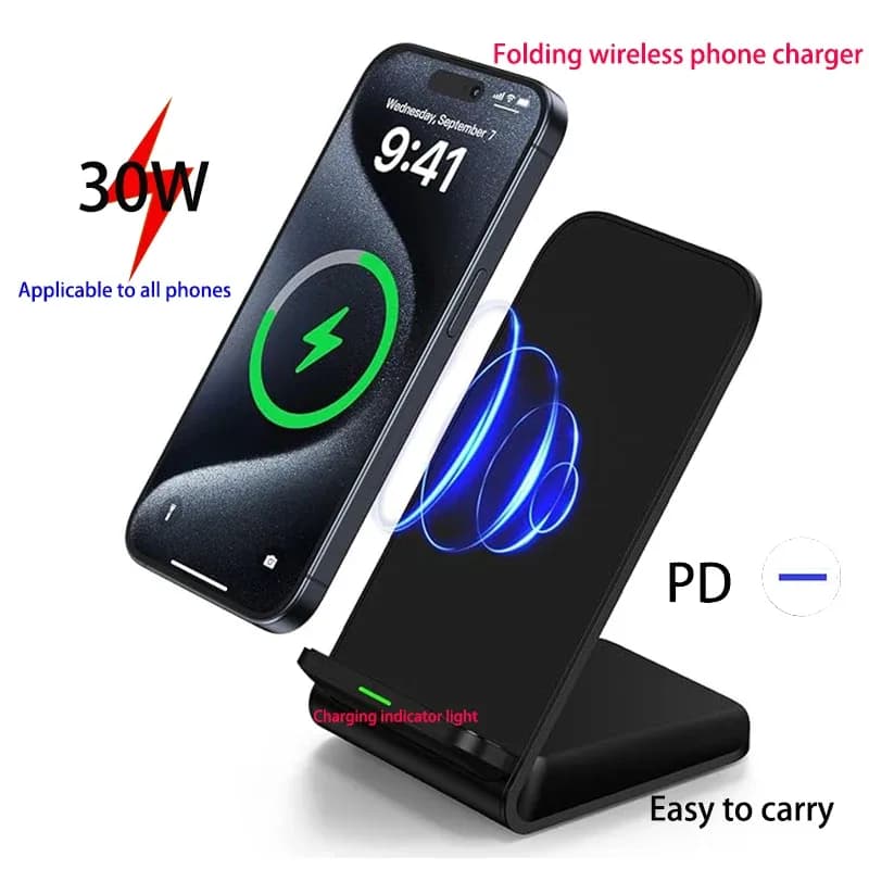 Support de charge sans fil rapide 50W pour Samsung, iPhone et Xiaomi - Image 1