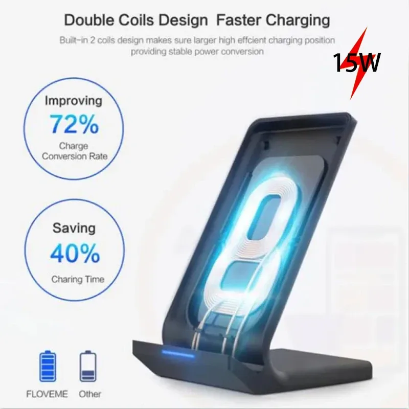 Support de charge sans fil rapide 50W pour Samsung, iPhone et Xiaomi - Image 3