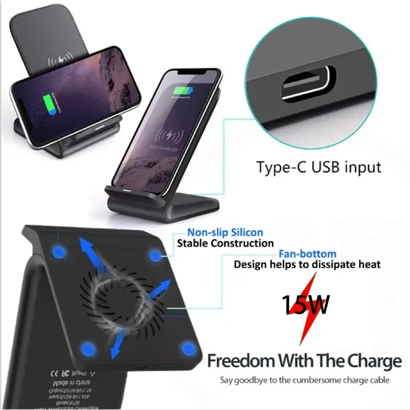 Support de charge sans fil rapide 50W pour Samsung, iPhone et Xiaomi - Image 2