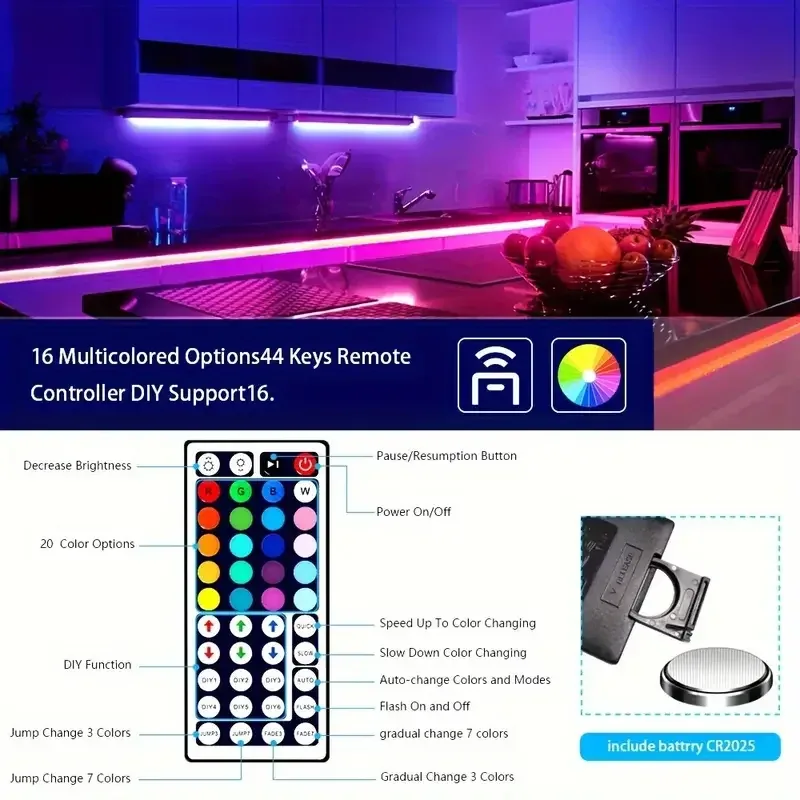 Ruban LED RGB 40m avec Télécommande 44 Touches - Image 3