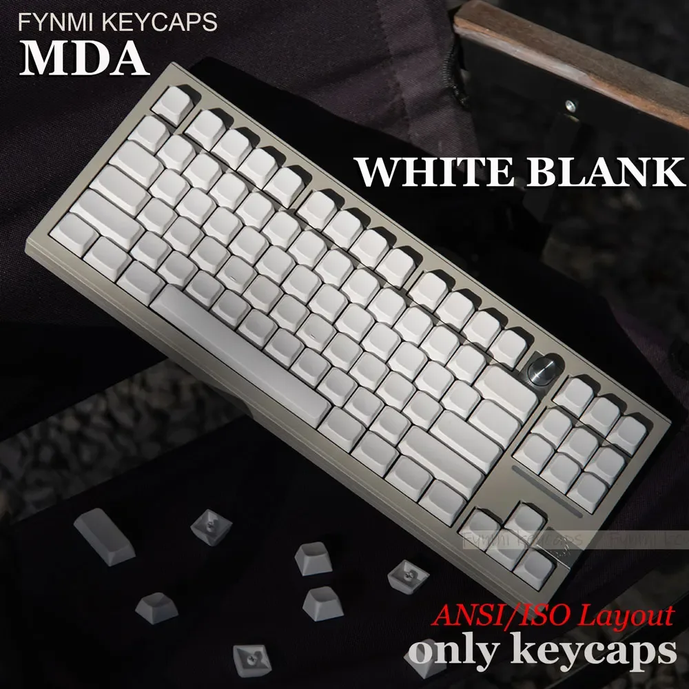 Set de touches PBT Fynmi - Profil MDA - Blanc Vierge - 61 à 144 touches - ANSI/ISO - Sublimation thermique - Image 3