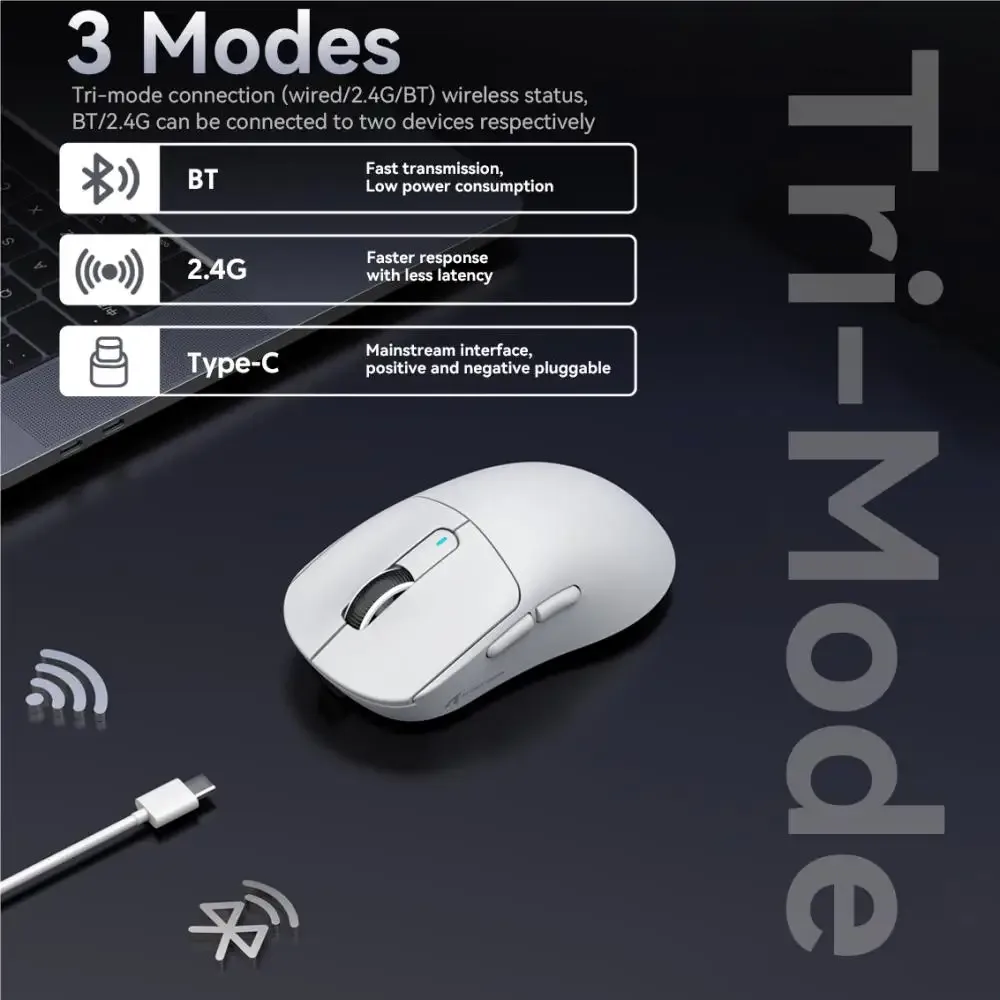 ATTACK SHARK X3 Souris de Jeu Sans Fil, Tri-Mode, Capteur PAW3395, 4K, Rouge - Image 2