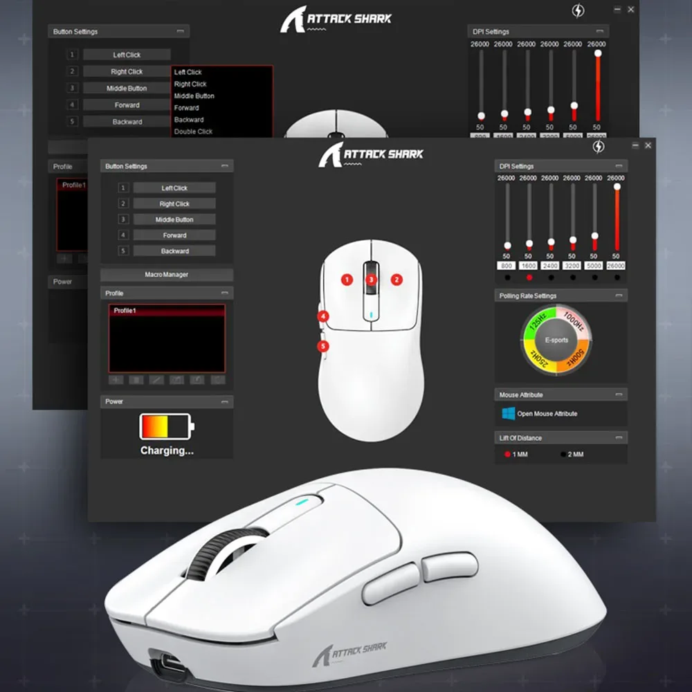 ATTACK SHARK X3 Souris de Jeu Sans Fil, Tri-Mode, Capteur PAW3395, 4K, Rouge - Image 4