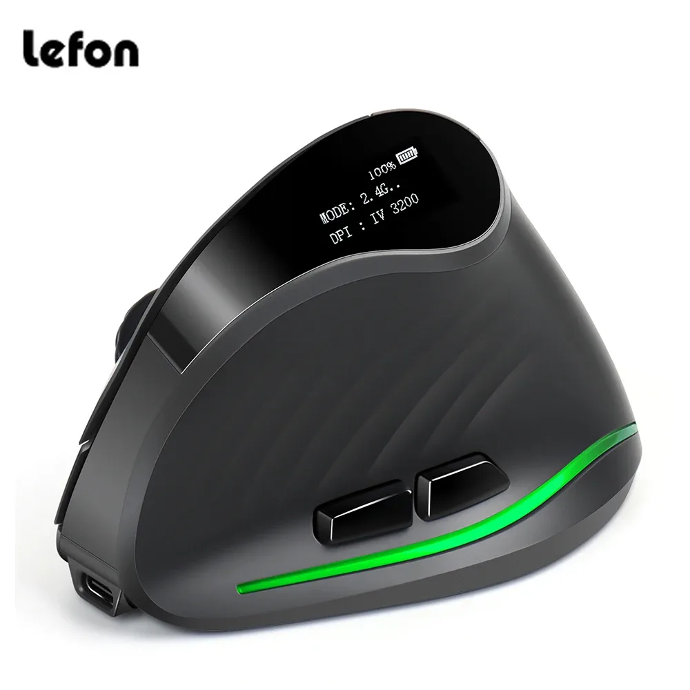 Souris verticale ergonomique sans fil LEFON F35C - Bluetooth, 4000 DPI, 7 boutons programmables avec écran OLED - Image 1