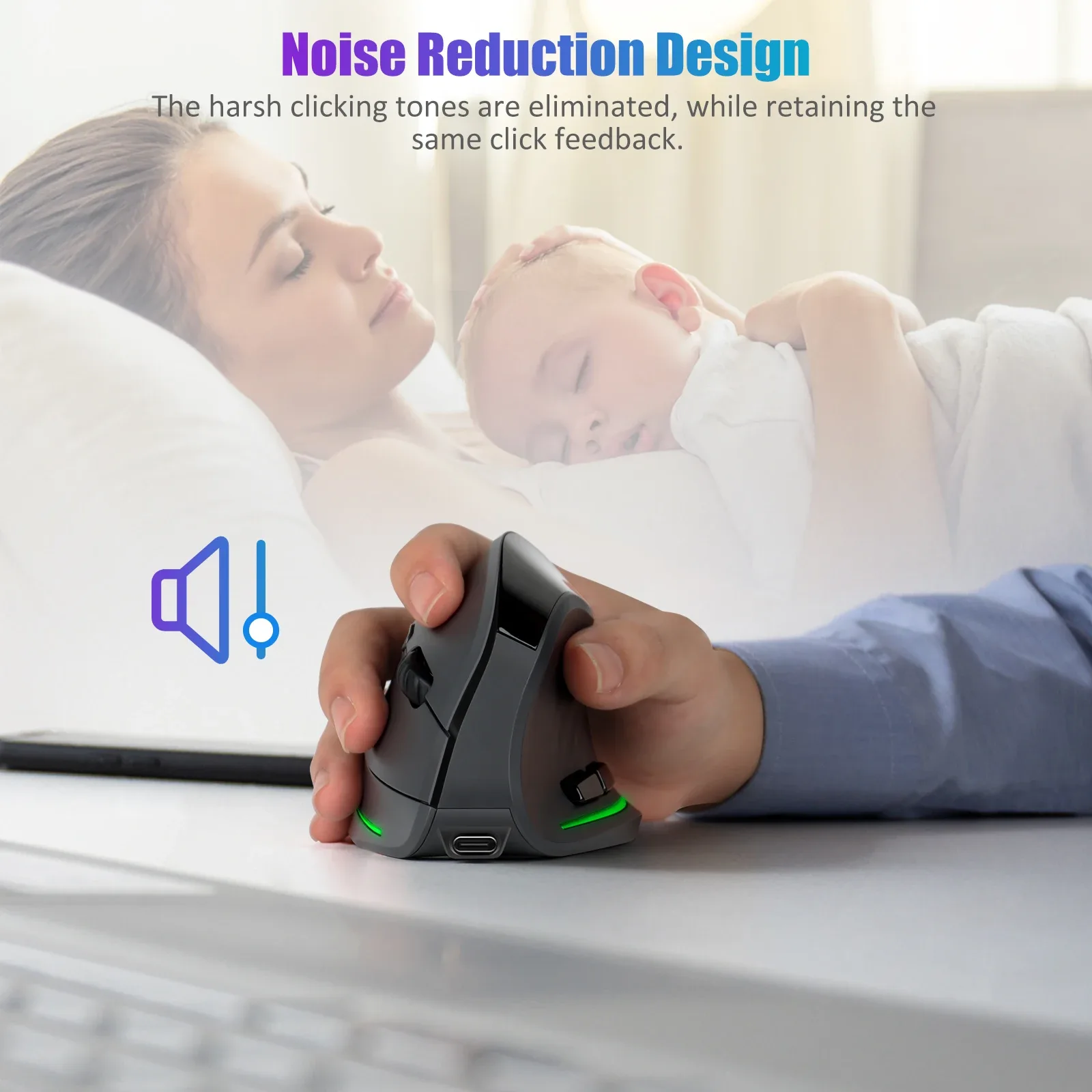 Souris verticale ergonomique sans fil LEFON F35C - Bluetooth, 4000 DPI, 7 boutons programmables avec écran OLED - Image 2