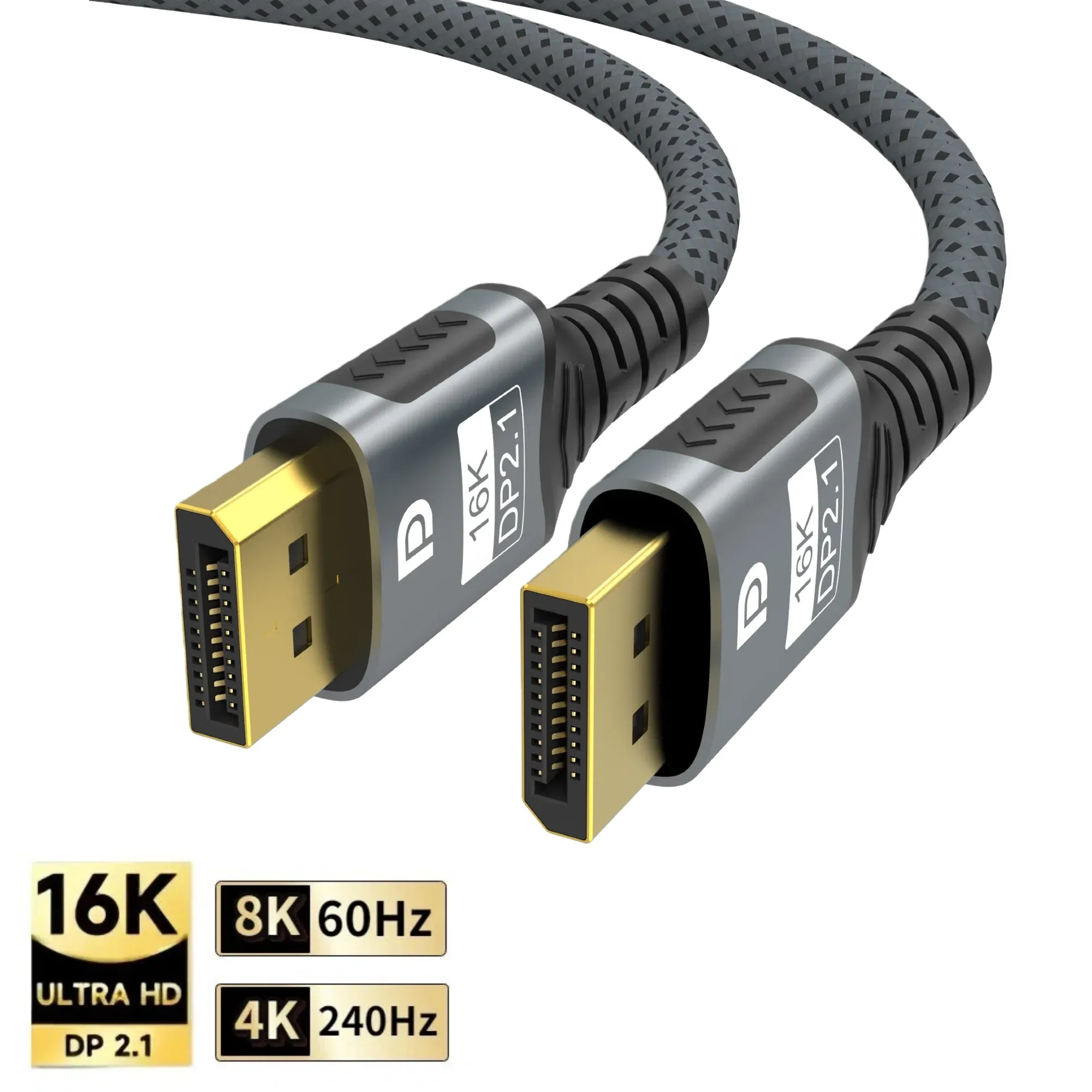 Câble DisplayPort 2.1 16K - 8K@60Hz, 4K@240Hz, 2K@360Hz - HDR10 DSC 1.2a pour moniteur gaming et PC portable