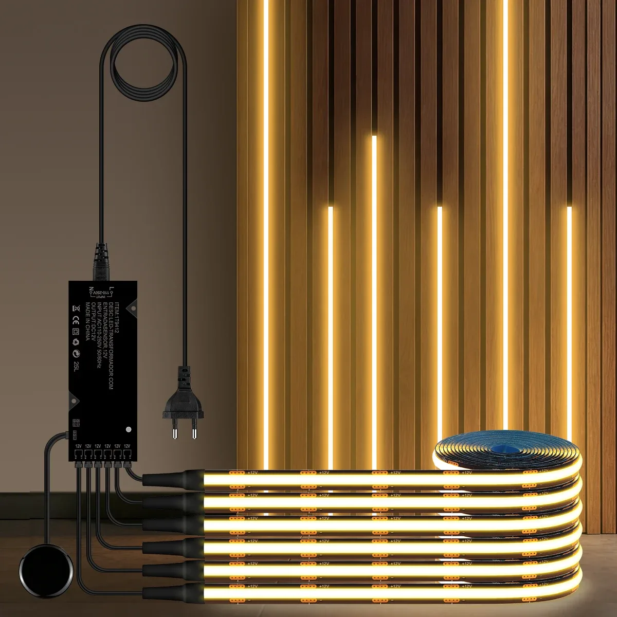 Applique murale LED COB noire avec variateur tactile et design discret - Image 1