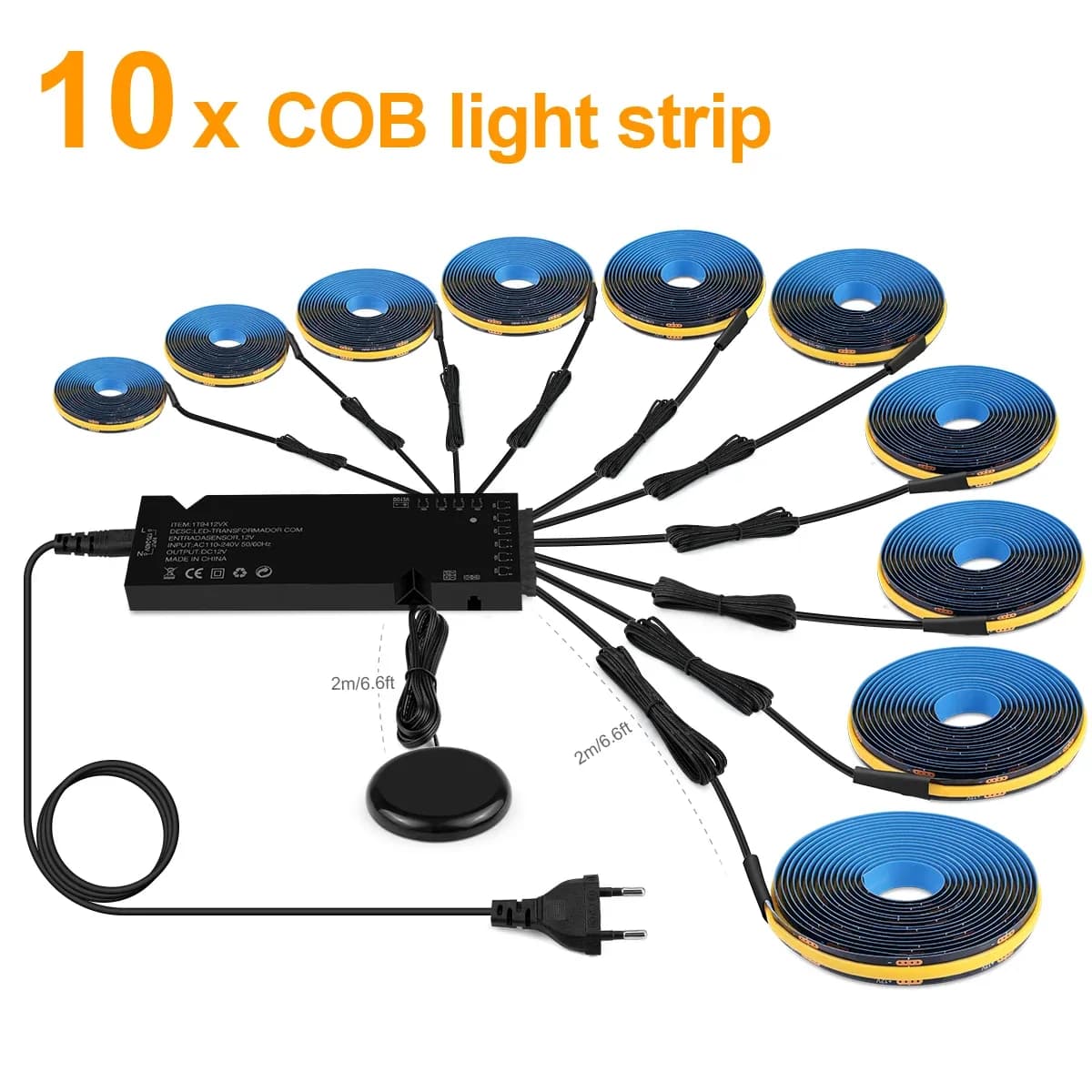 Applique murale LED COB noire avec variateur tactile et design discret slide 8