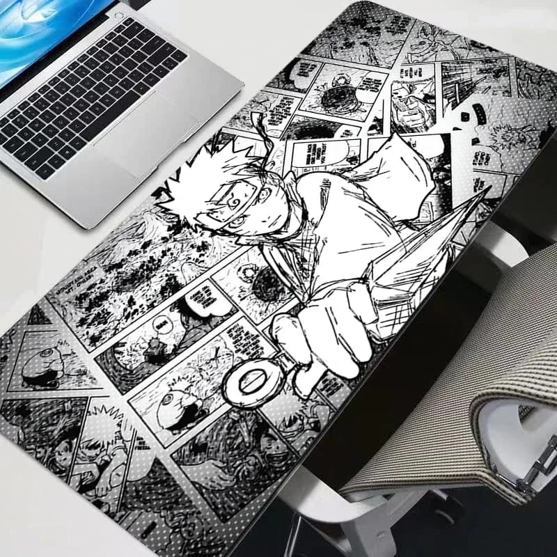 Tapis de souris gaming Naruto Uzumaki - Manga noir et blanc - Image 1
