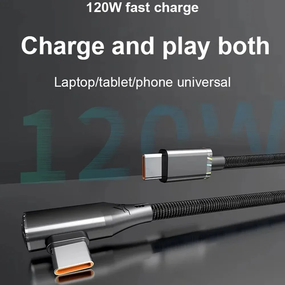 Câble USB-C vers USB-C 120W 6A - Connecteur Coudé à 90° - Charge Rapide et Transfert de Données - Image 2