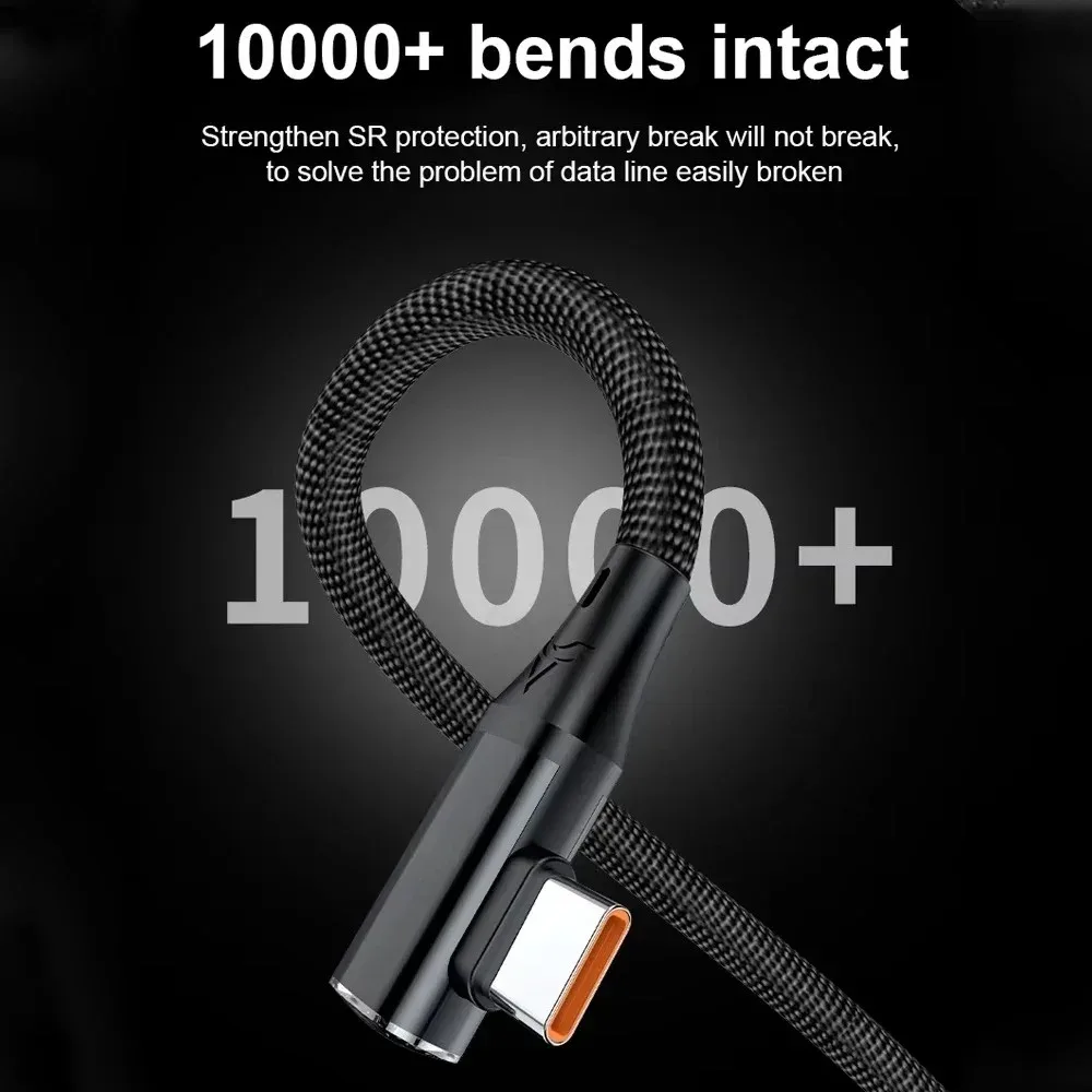 Câble USB-C vers USB-C 120W 6A - Connecteur Coudé à 90° - Charge Rapide et Transfert de Données - Image 3