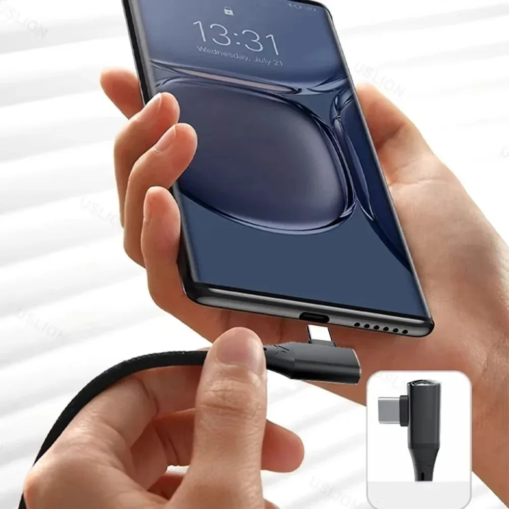 Câble USB-C vers USB-C 120W 6A - Connecteur Coudé à 90° - Charge Rapide et Transfert de Données - Image 5