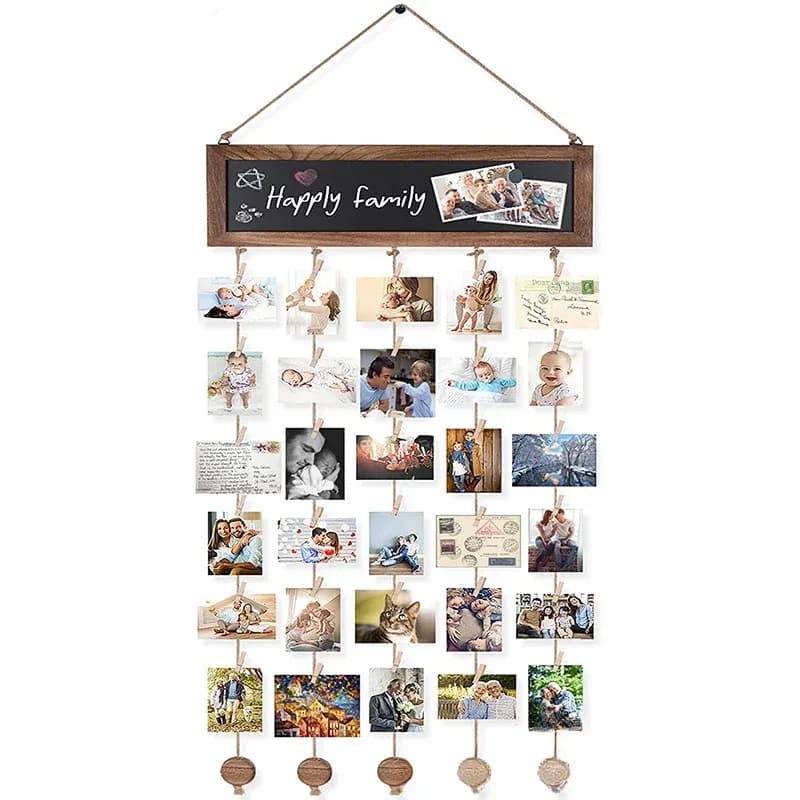 Pinces à photos murales en bois - Image 1