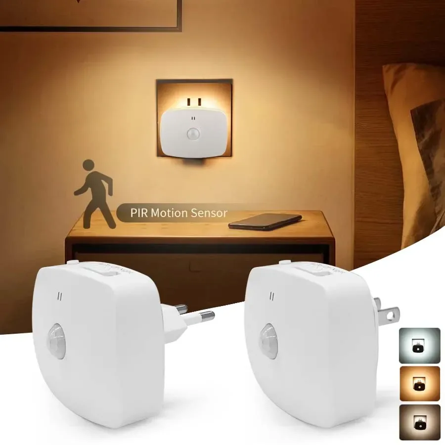 Veilleuse LED avec détecteur de mouvement PIR pour chambre, couloir et escalier - Image 1
