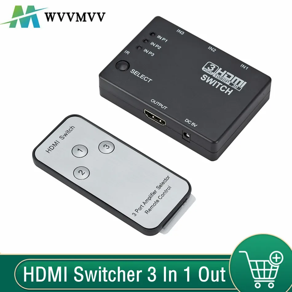 Commutateur HDMI 3 ports 1080p avec télécommande et commutation automatique - Image 1