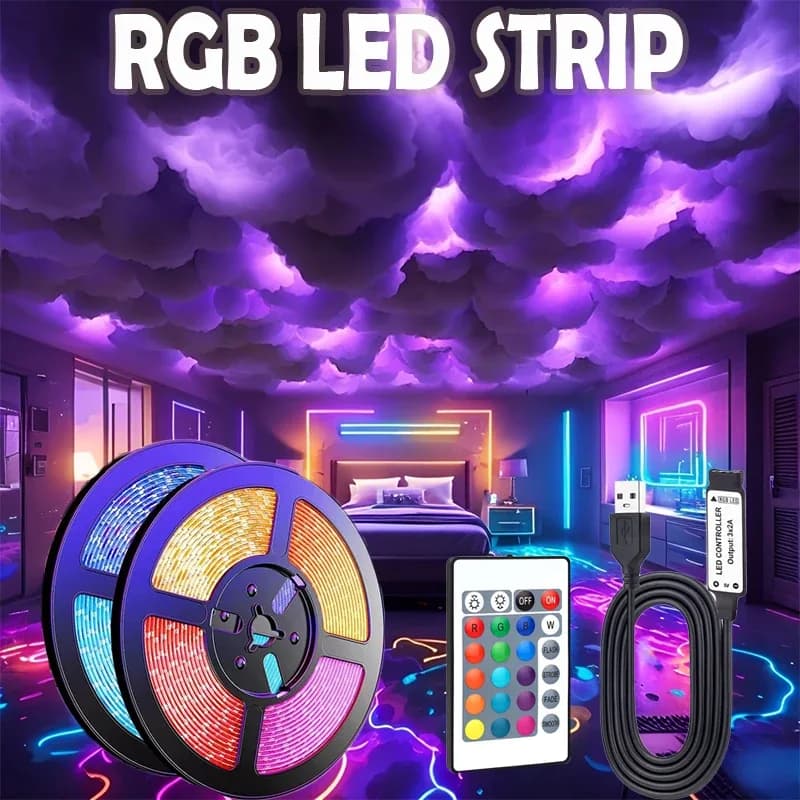 Ruban LED RGB USB 5V avec télécommande 24 touches