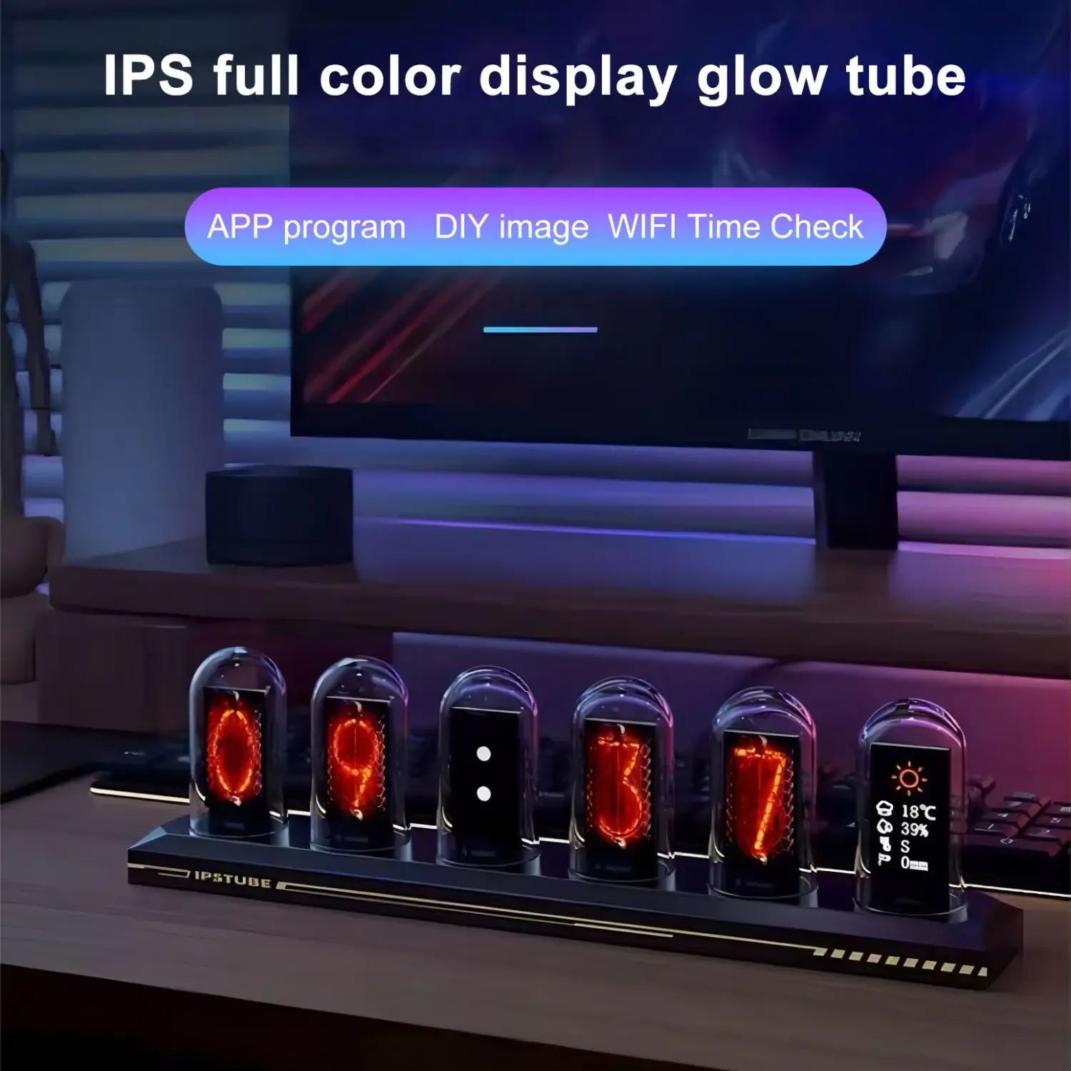 Horloge numérique à tubes RGB - Lampe de table décorative pour maison et bureau - Image 4