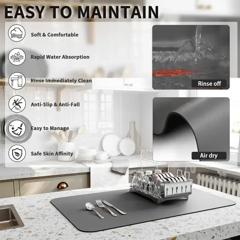 Tapis de séchage absorbant antidérapant pour cuisine et machine à café slide 5