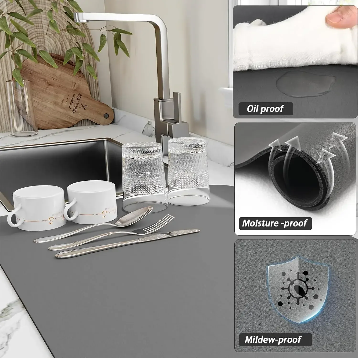 Tapis de séchage absorbant antidérapant pour cuisine et machine à café slide 4