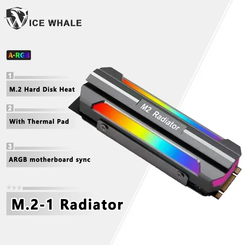 Dissipateur thermique ICE Whale M.2-1 ARGB Sync pour SSD NVMe M.2 2280 en aluminium