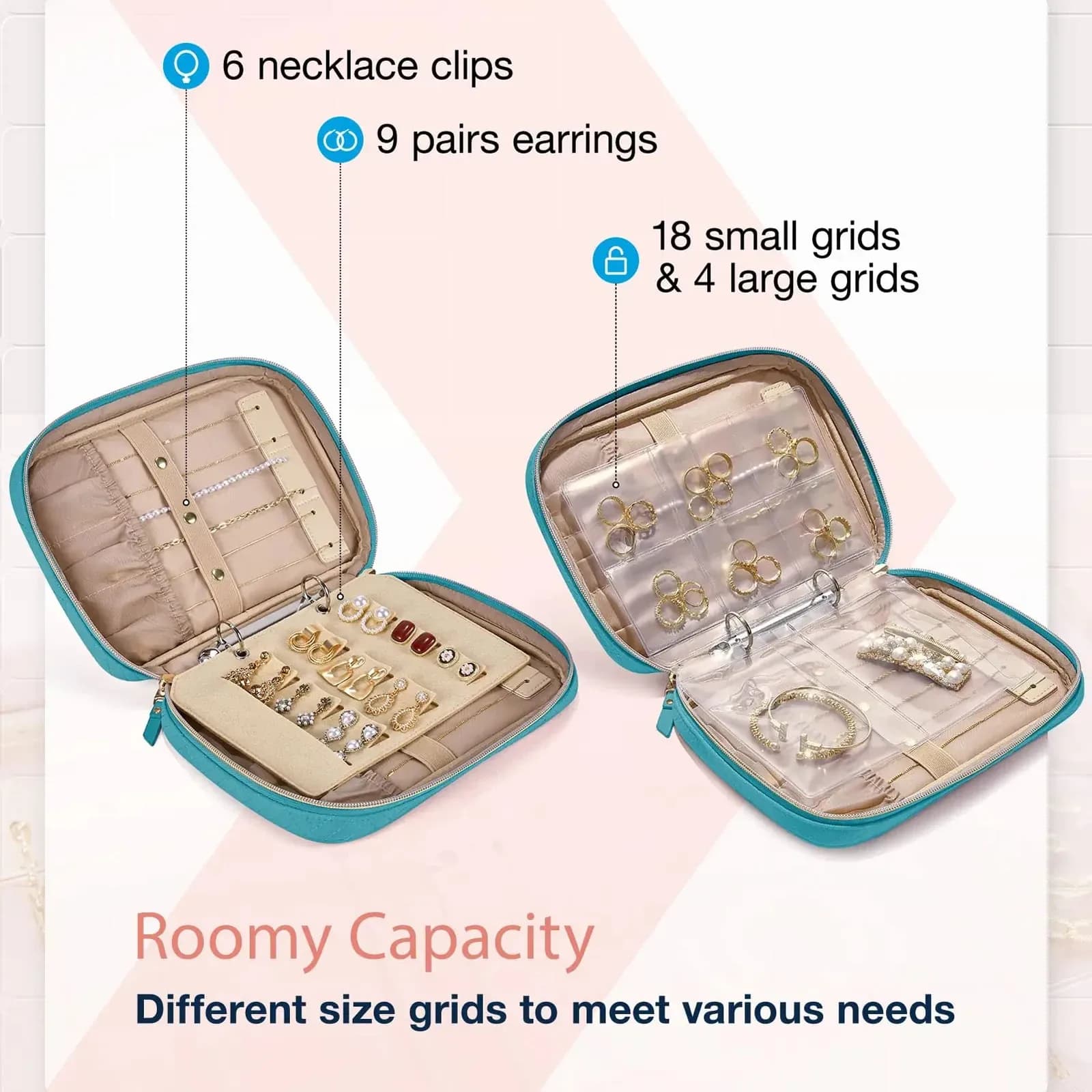 Organisateur de bijoux transparent format livre pour voyage slide 2