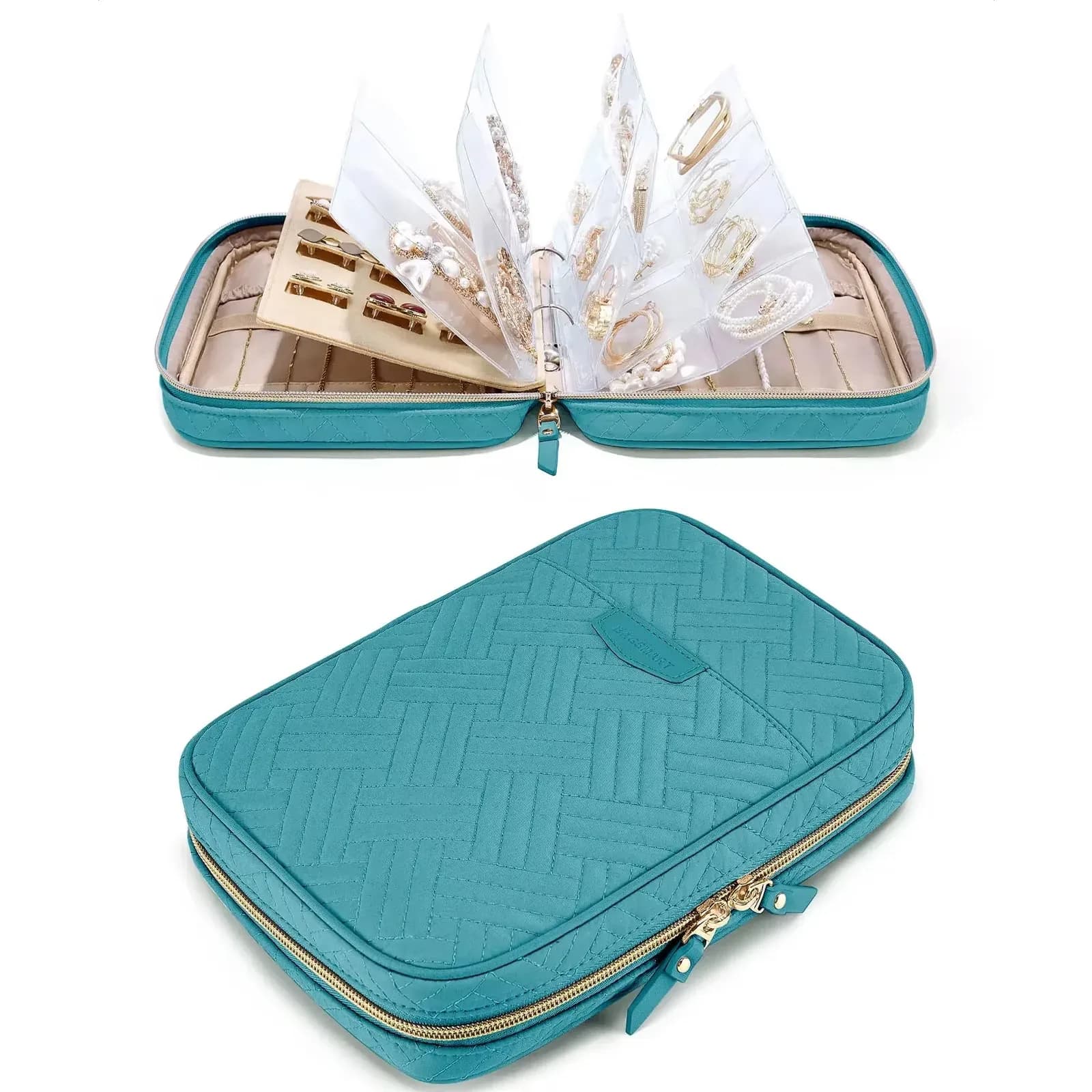 Organisateur de bijoux transparent format livre pour voyage