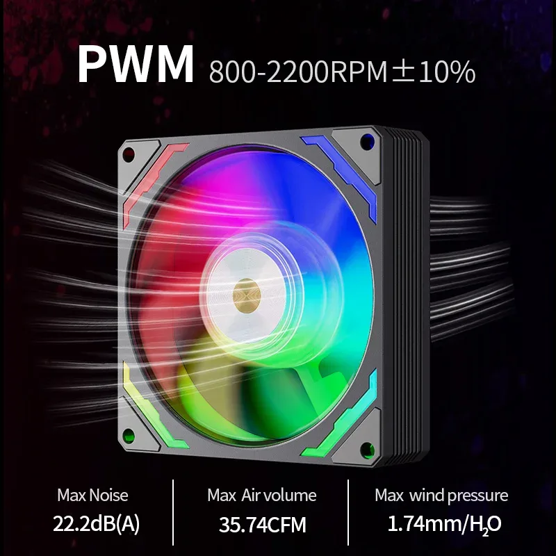 Teucer Ventilateur de Boîtier PC 90mm PWM ARGB - 800-2200 tr/min - Image 6