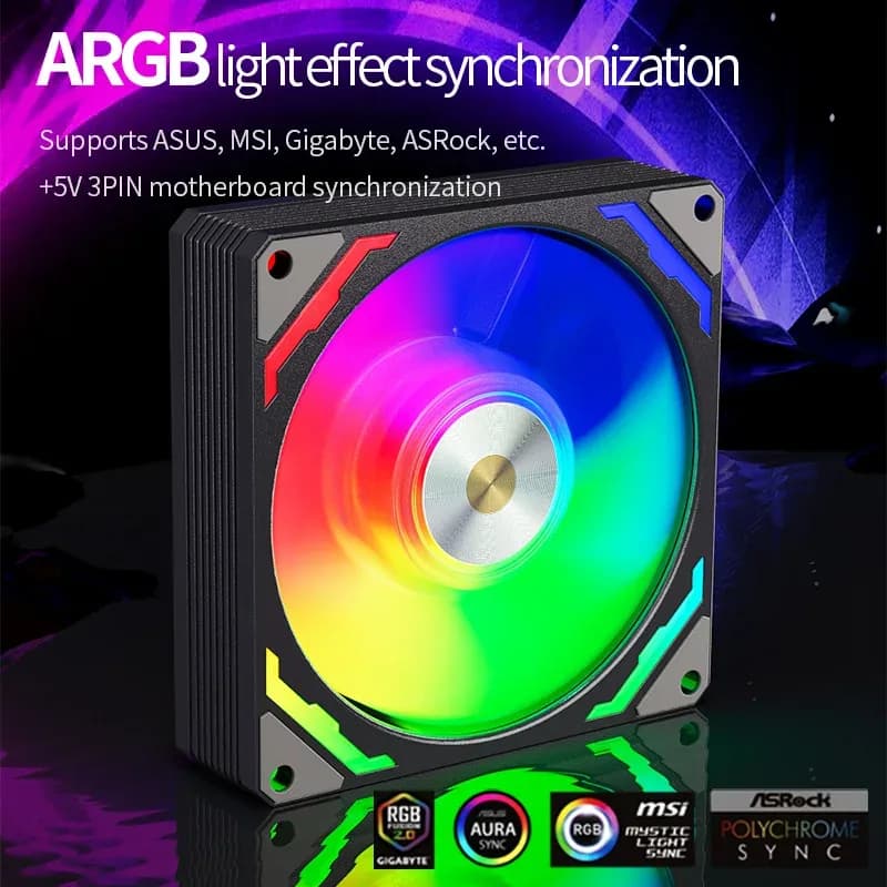 Teucer Ventilateur de Boîtier PC 90mm PWM ARGB - 800-2200 tr/min - Image 4