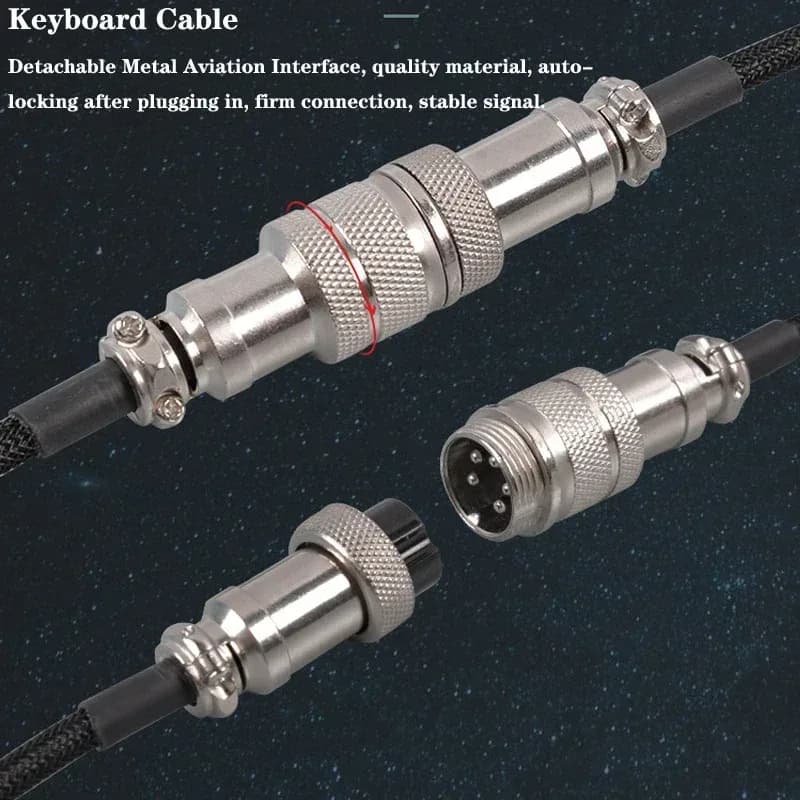 Câble USB-C spiralé pour clavier mécanique avec connecteur aviateur (3m) - Image 5