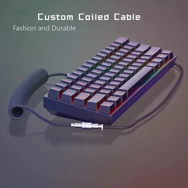 Câble USB-C spiralé pour clavier mécanique avec connecteur aviateur (3m) - Image 4