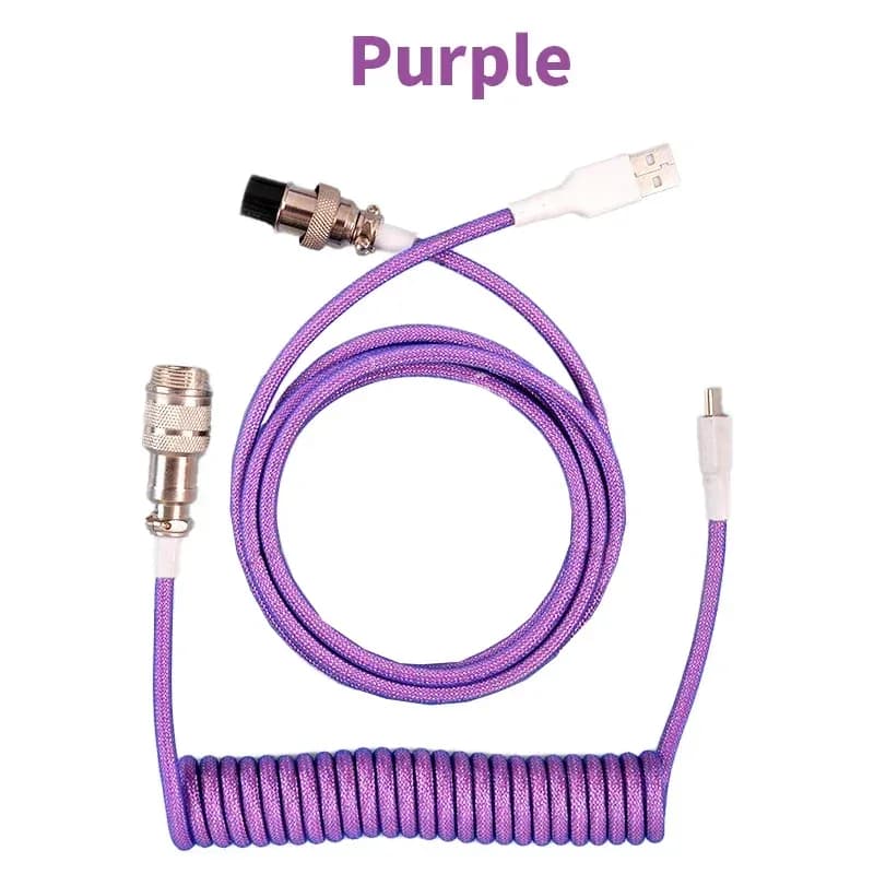 Câble USB-C spiralé pour clavier mécanique avec connecteur aviateur (3m) slide 7