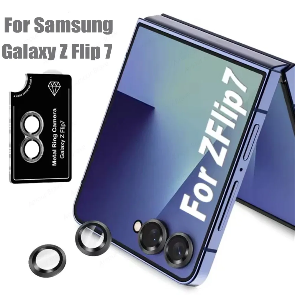 Protection d'Objectif en Verre Trempé et Métal pour Samsung Galaxy Z Flip 7, 6, 5 et 7 FE