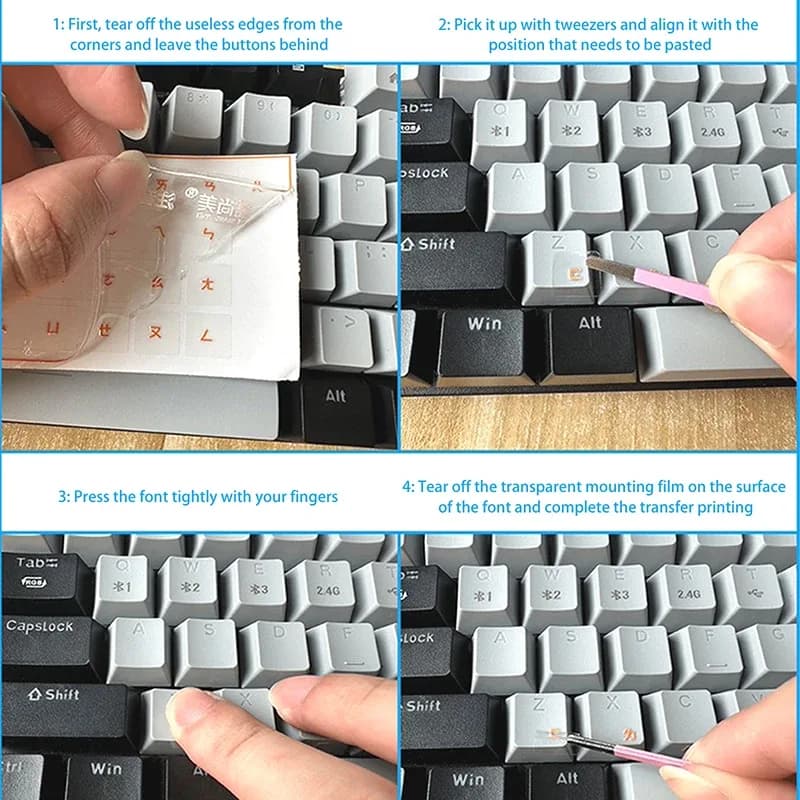 Autocollants de clavier allemands transparents avec pince de précision - Image 3
