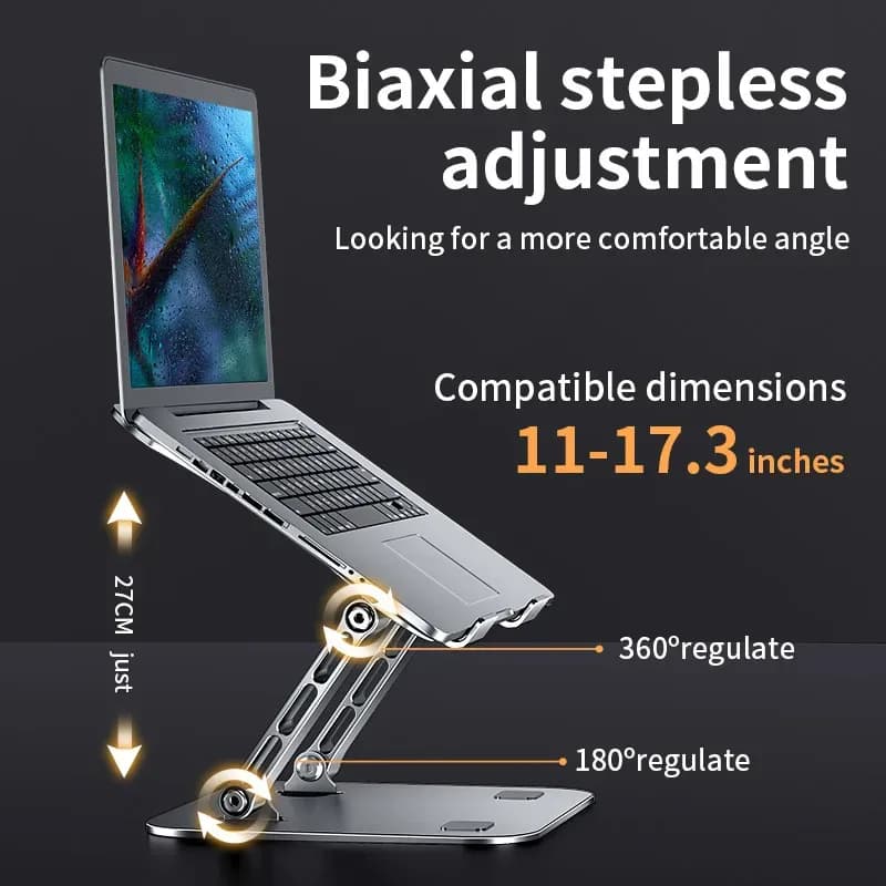 Support d'ordinateur portable en aluminium réglable et pliable (jusqu'à 17 pouces) - Image 2