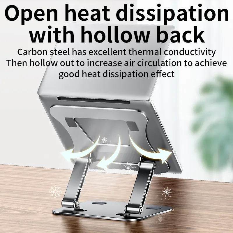 Support d'ordinateur portable en aluminium réglable et pliable (jusqu'à 17 pouces) - Image 3