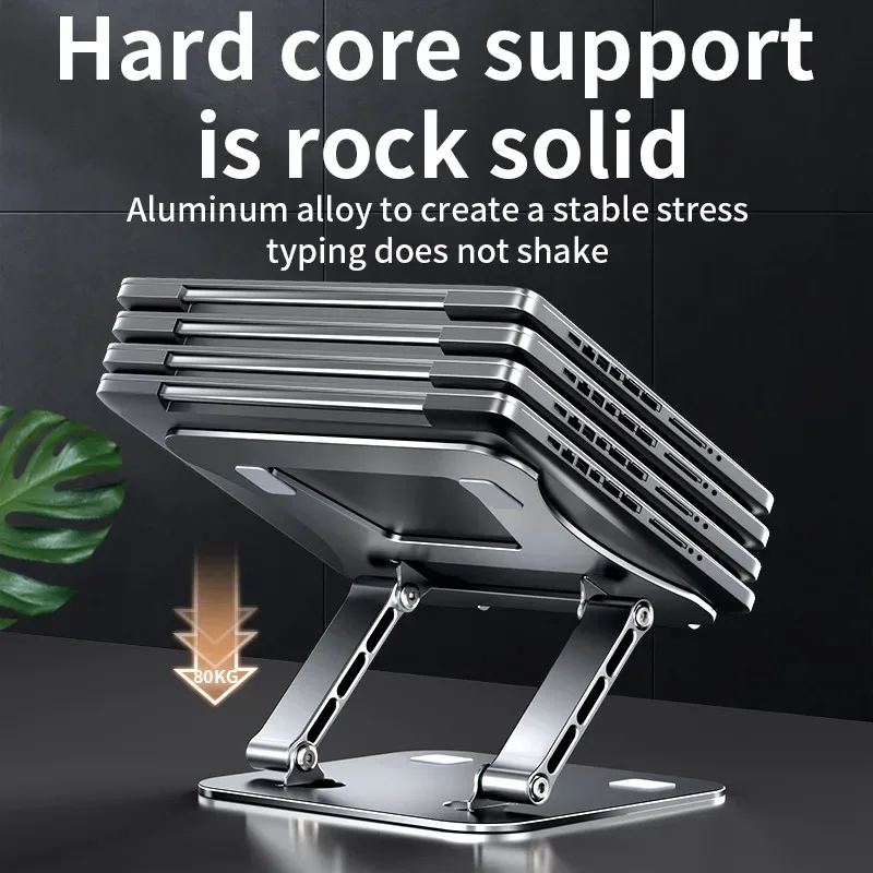 Support d'ordinateur portable en aluminium réglable et pliable (jusqu'à 17 pouces) - Image 4