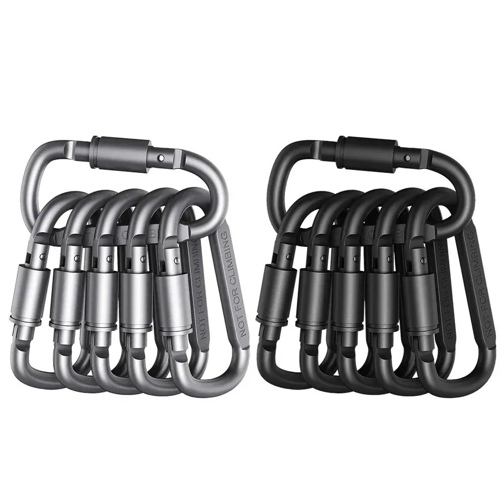 Mousqueton porte-clés en D en alliage d'aluminium pour camping et survie (1 ou 6 pièces)