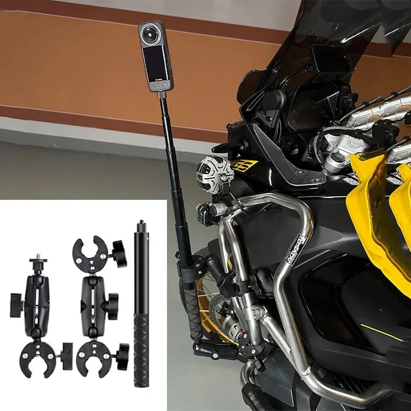Double support de fixation moto avec perche à selfie extensible 1,5 m pour caméras d'action slide 6