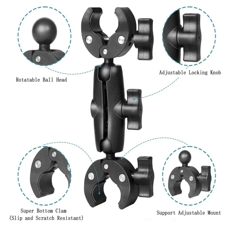 Double support de fixation moto avec perche à selfie extensible 1,5 m pour caméras d'action slide 3
