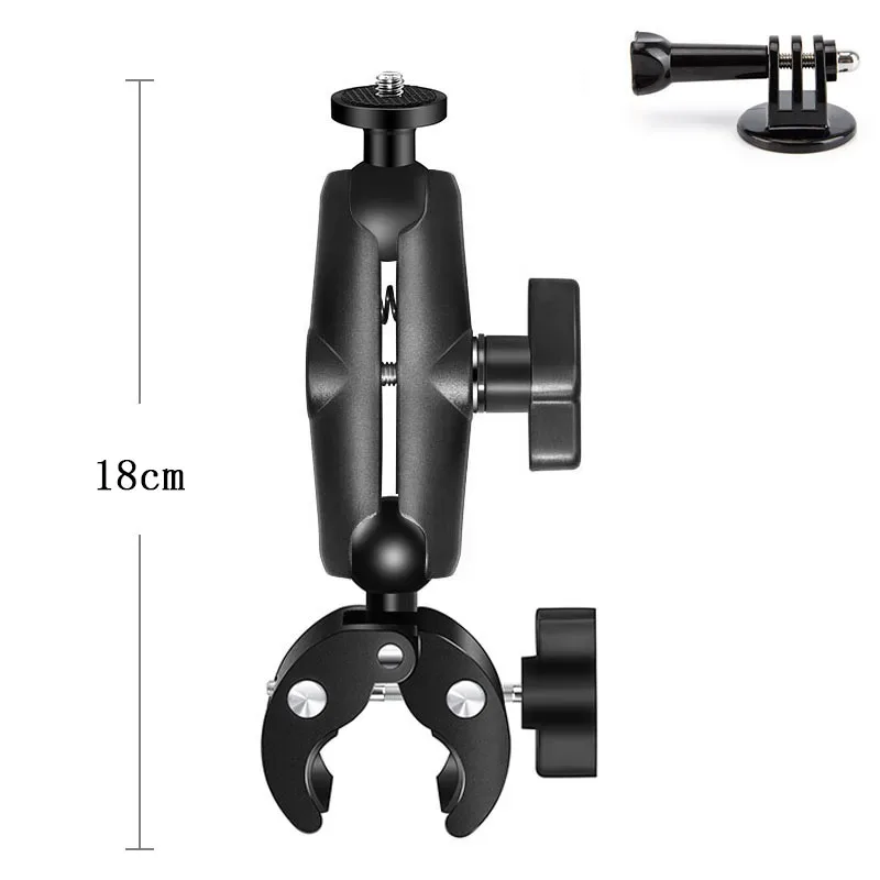 Double support de fixation moto avec perche à selfie extensible 1,5 m pour caméras d'action slide 15