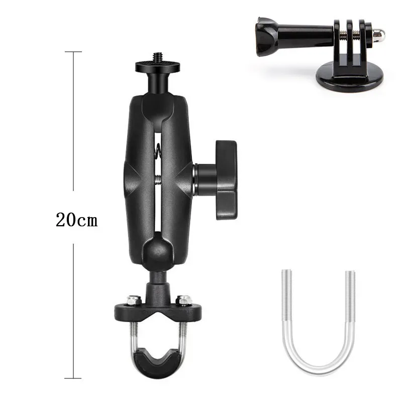 Double support de fixation moto avec perche à selfie extensible 1,5 m pour caméras d'action slide 24