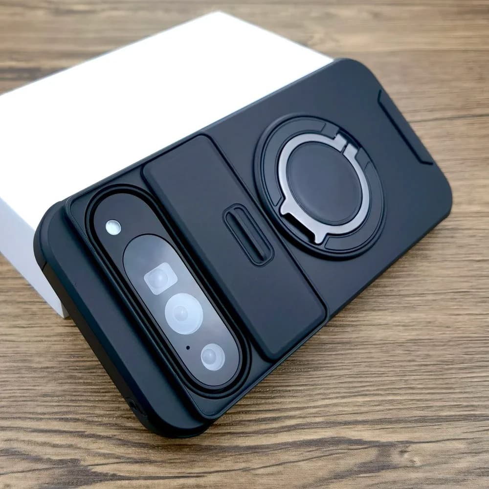 Coque de protection antichoc avec support et cache-caméra coulissant pour Google Pixel 10, 9, 8, 7 Pro XL & 9A