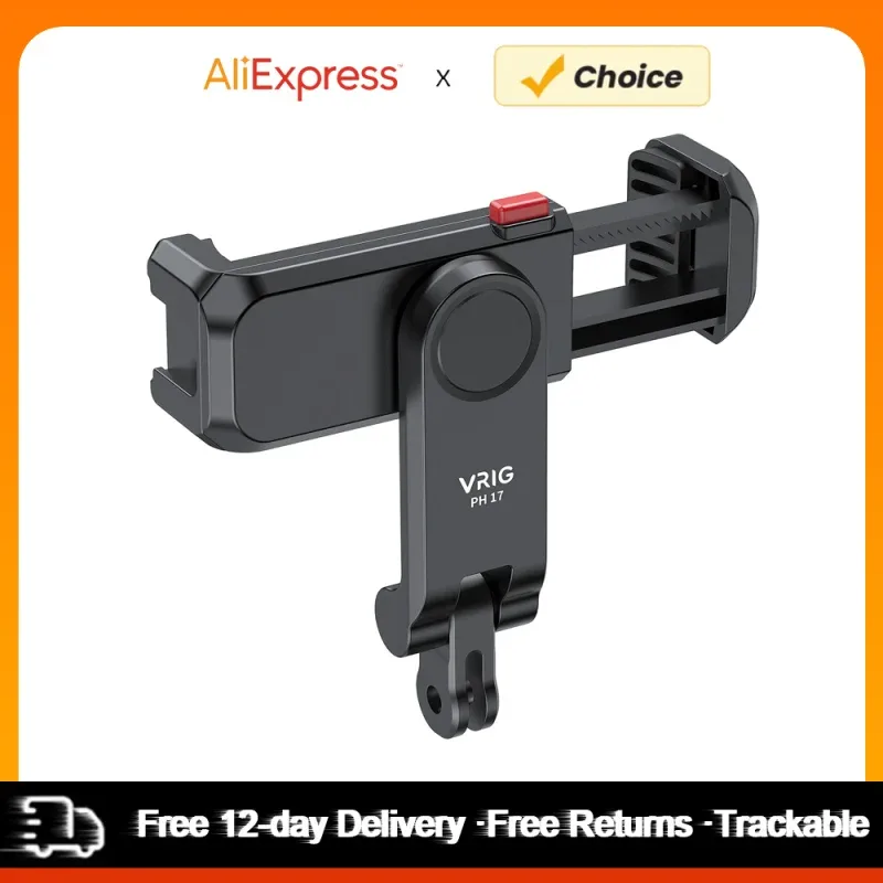 VRIG PH17 Support de téléphone multifonction pour trépied, rotatif à 360° avec double support griffe