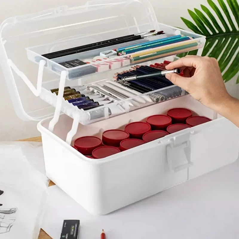 Organisateur de maquillage portable à 3 niveaux pour palettes et poudres slide 2