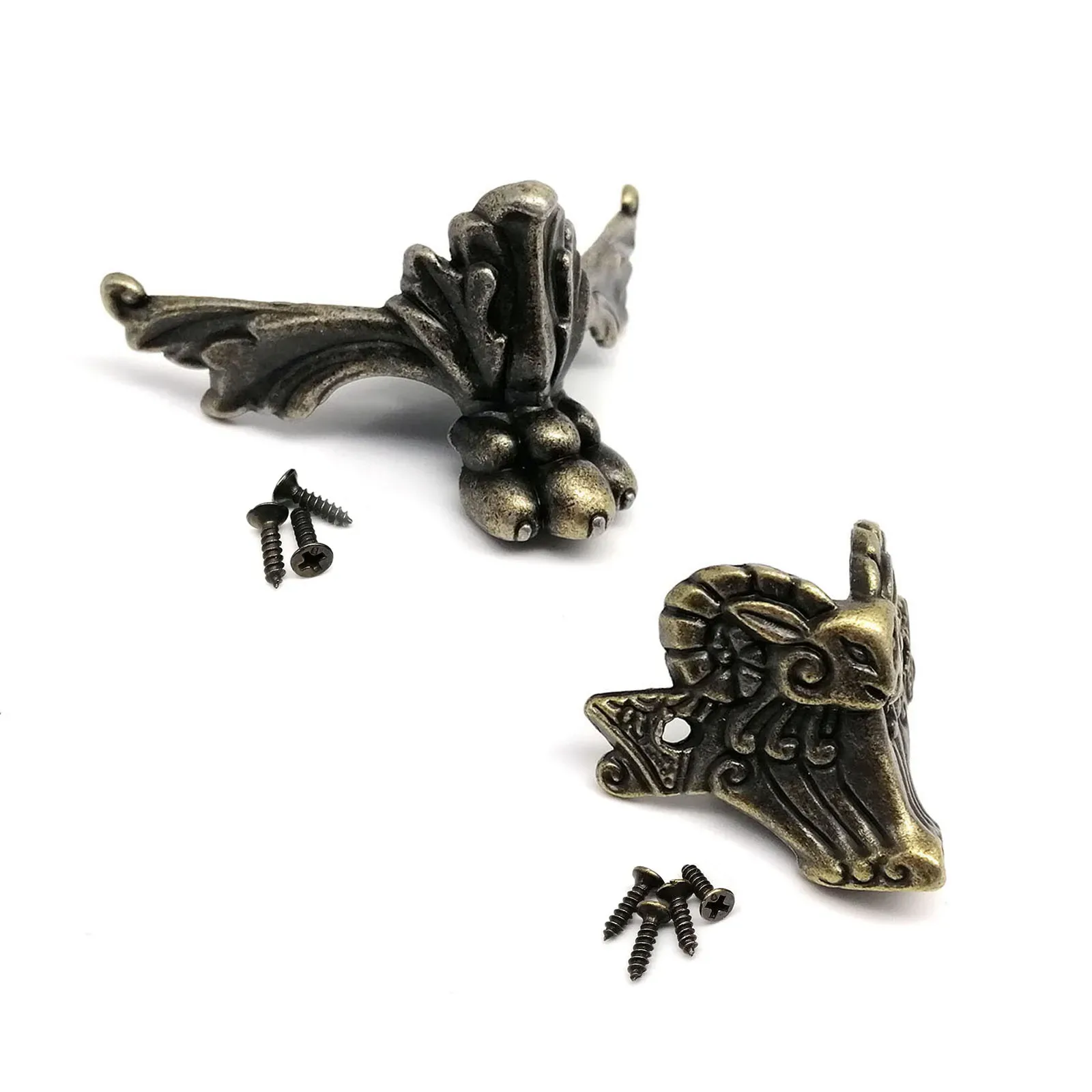 Lot de 4 pieds décoratifs en bronze antique pour boîtes à bijoux et coffrets en bois - Image 6