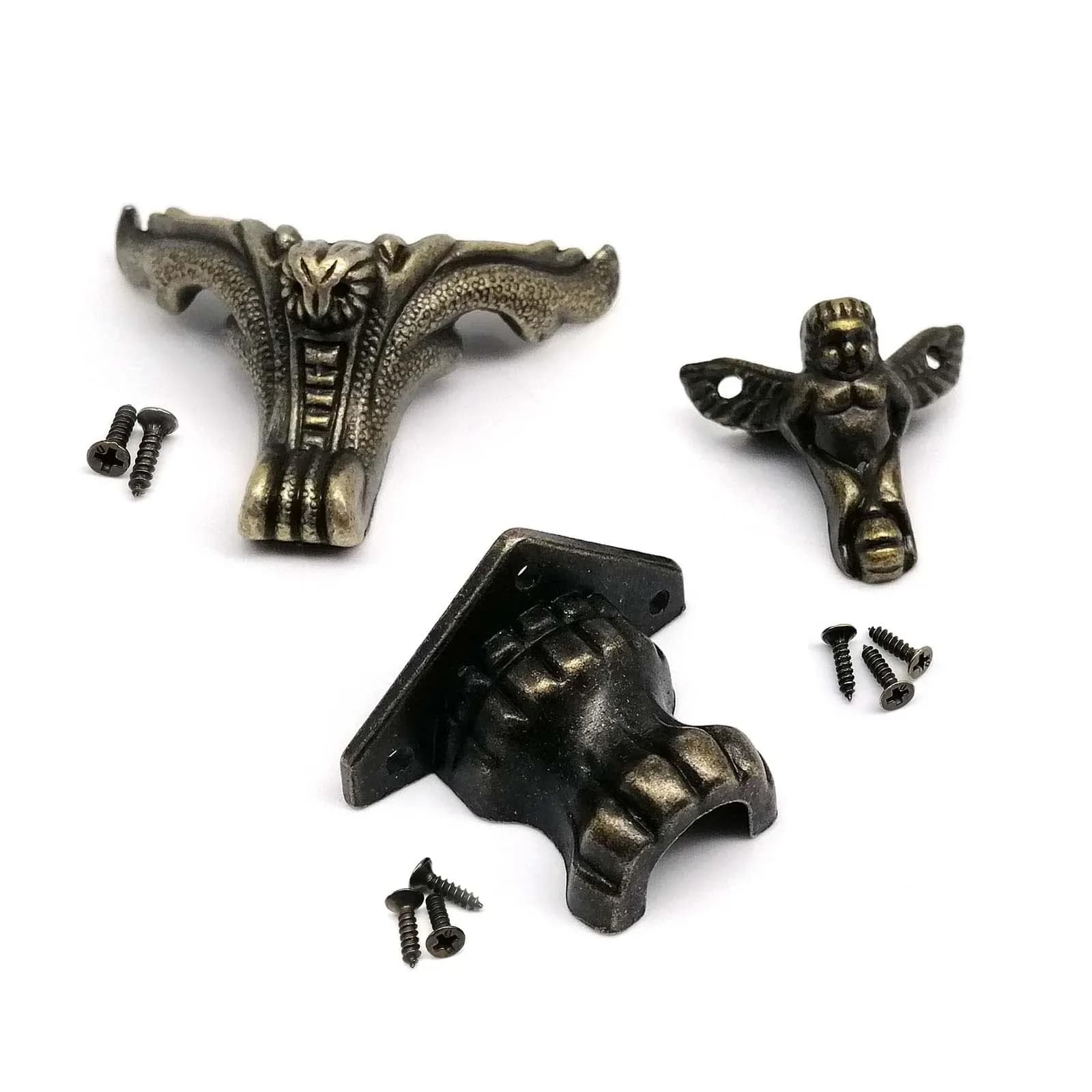 Lot de 4 pieds décoratifs en bronze antique pour boîtes à bijoux et coffrets en bois - Image 5