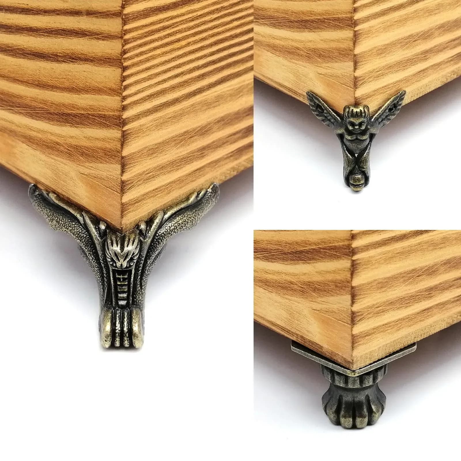 Lot de 4 pieds décoratifs en bronze antique pour boîtes à bijoux et coffrets en bois - Image 3