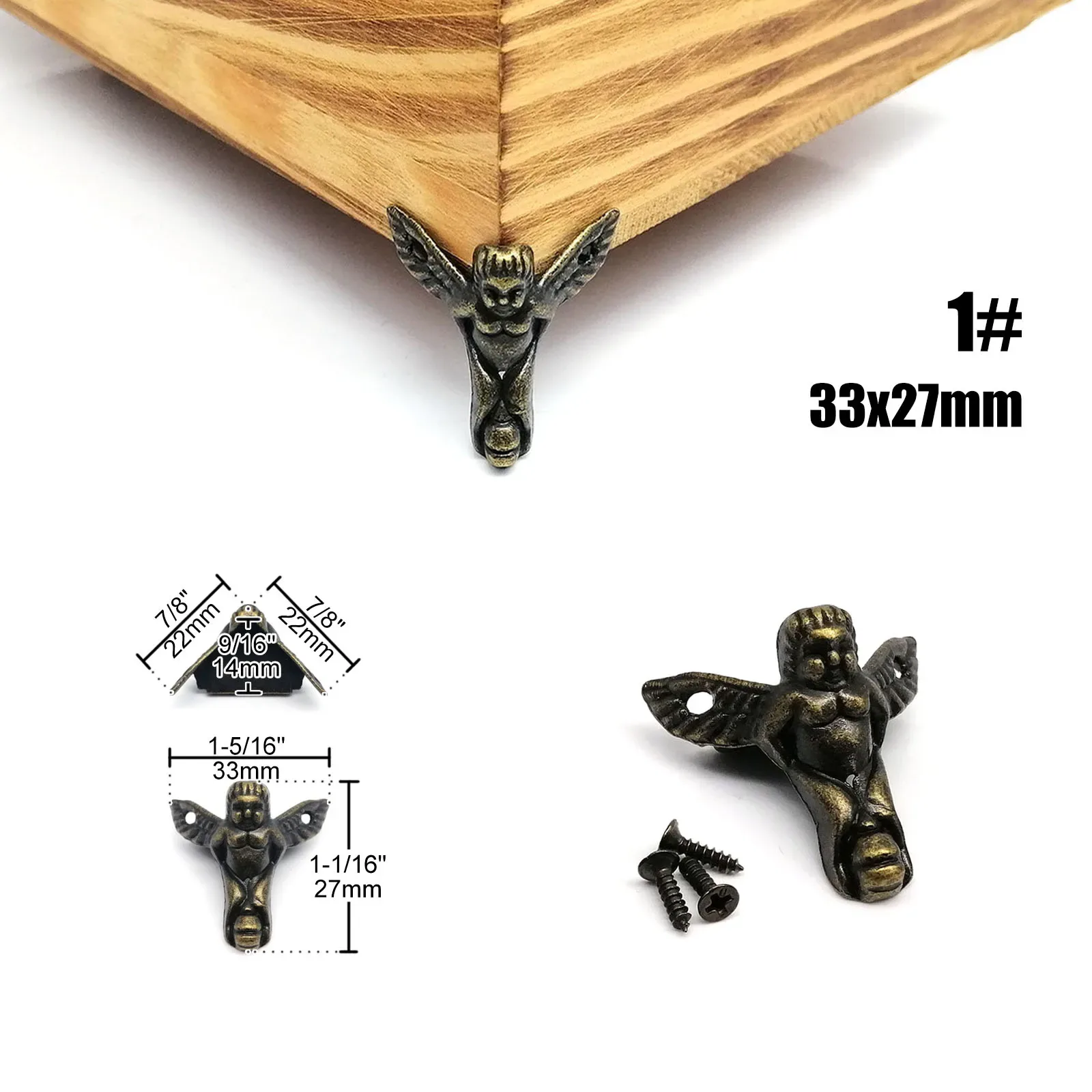 Lot de 4 pieds décoratifs en bronze antique pour boîtes à bijoux et coffrets en bois slide 7