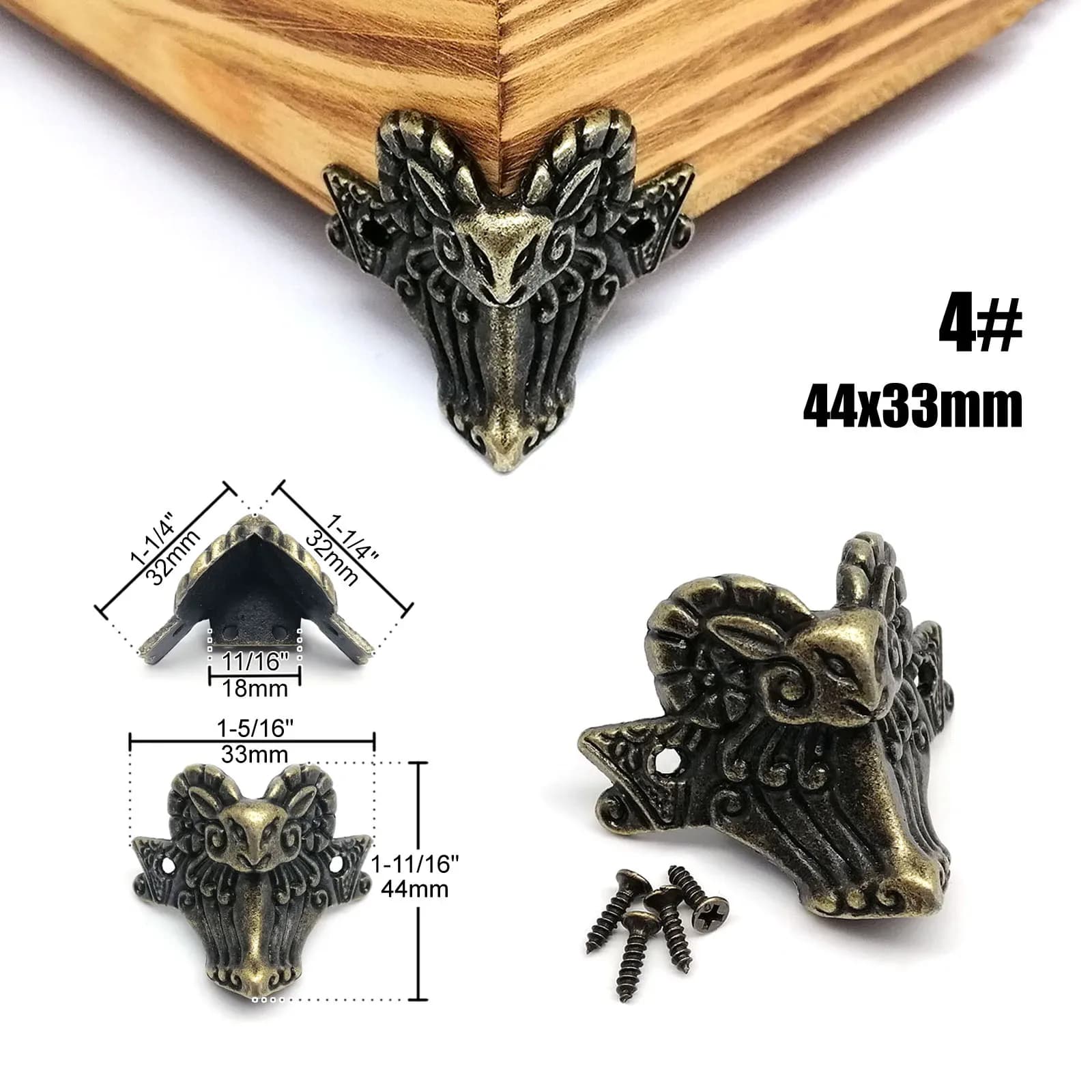 Lot de 4 pieds décoratifs en bronze antique pour boîtes à bijoux et coffrets en bois slide 10