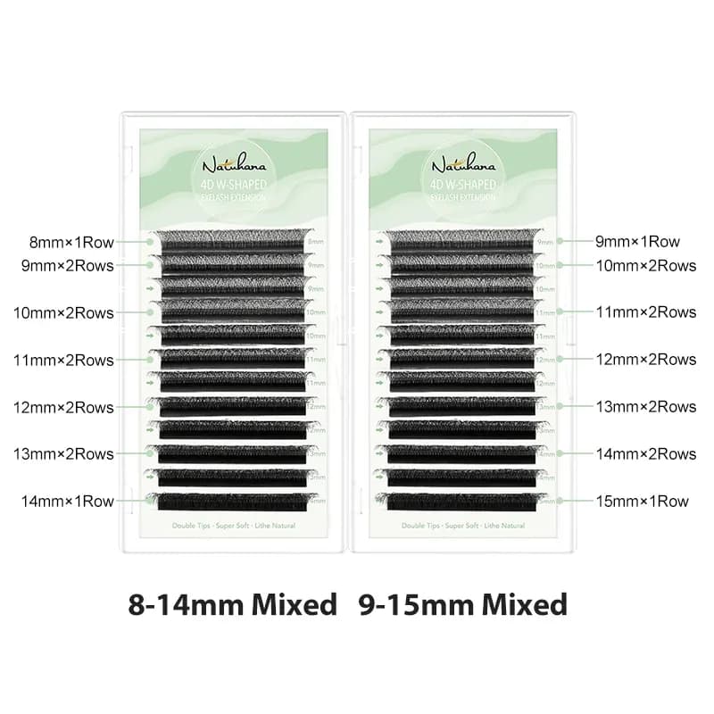 NATUHANA - Extensions de cils en W 4D/5D - Volume pré-fait 0,07 mm - Courbure C/D slide 6